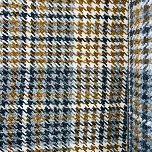 Golden Ash Houndstooth Plaid Upholstery Fabric (1Y)