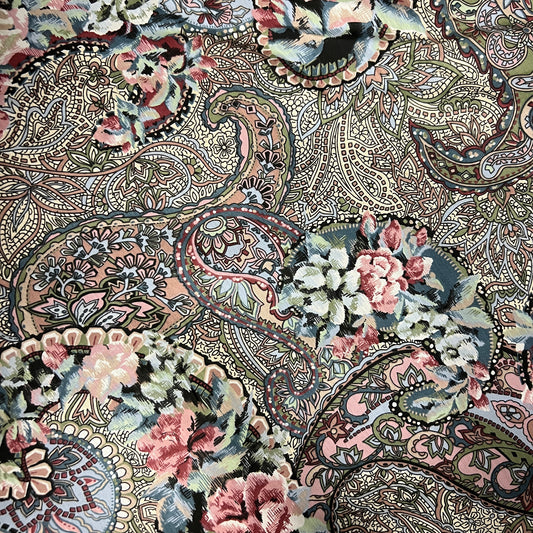 Ornate Paisley & Rose Tapestry – Luxury Floral Cotton Blend